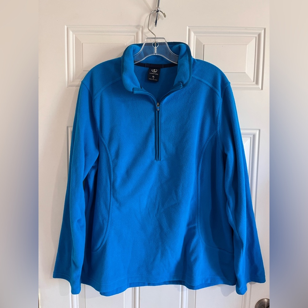 Lands' End Women's XL 100 Everyday Fleece‎ Half-Zip Pullover Persian Cobalt Blue